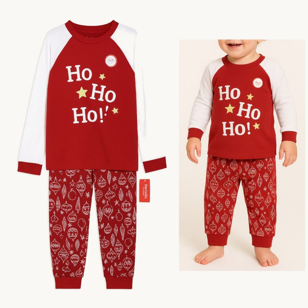 Kids Toddler 2-Pc Pajama Set Ornaments Size 2T-3T Family PJs NWT